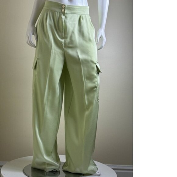 House of Harlow Pistachio Green Silky Wide-Leg Pants, NWT, M - Picture 2 of 16